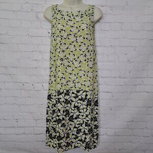 J Jill Rayon Floral A-Line Midi Dress Size Medium
